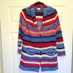 J. JILL CARDIGAN SWEATER‎ SMALL PETITE cotton linen blend